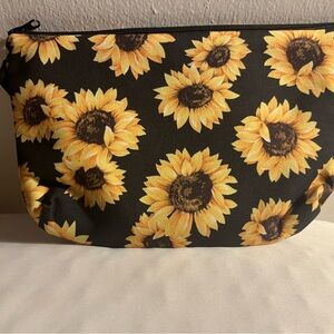 Sunflower Print Cosmetic Bag